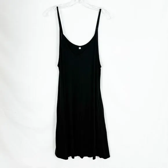 Womens Size L Black Sleeveless Tank Dress w Pockets - Picture 9 of 15